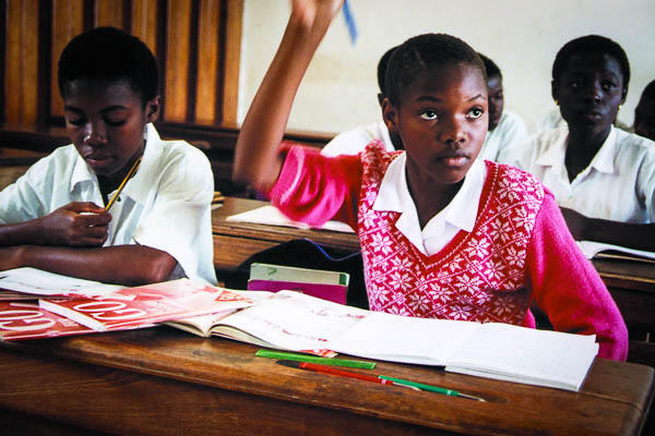 Ivorian school girls in class
