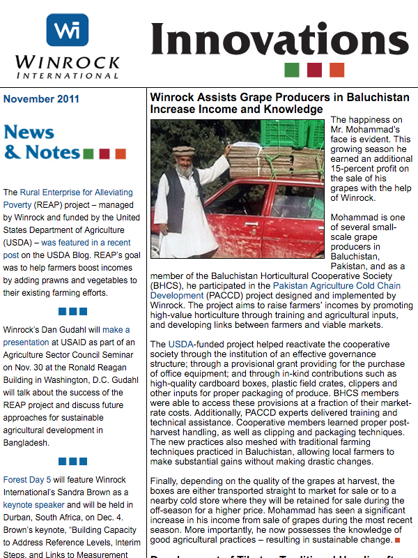 Winrock International November 2011 Innovations Newsletter