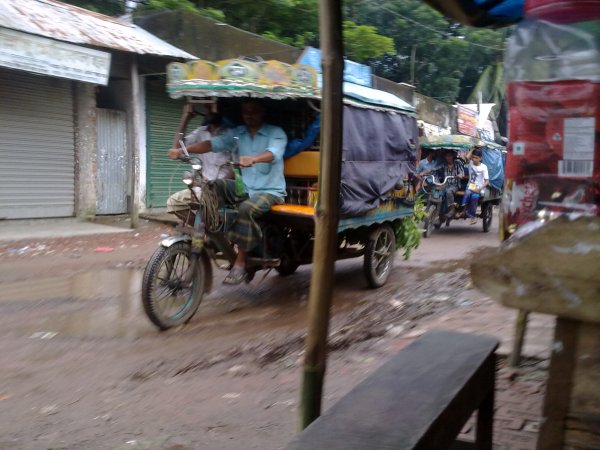 A motorized rickshaw bike