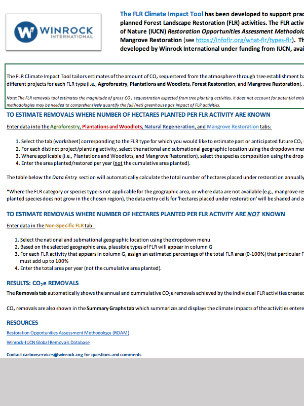 Winrock International » Forest Landscape Restoration Climate Impact Tool